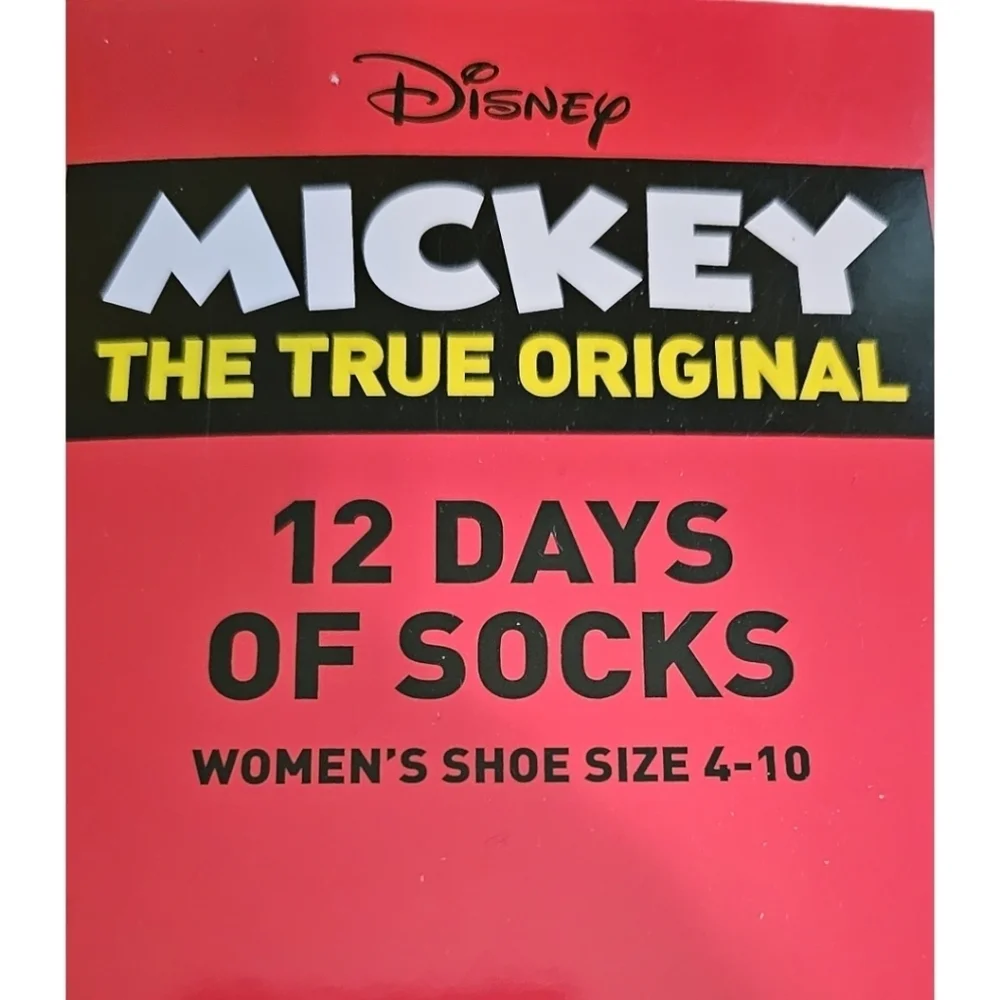 NEW Disney Mickey Mouse 90 Years Women’s 12 Days of Socks Gift Set – Size 4–10 - Picture 2 of 3